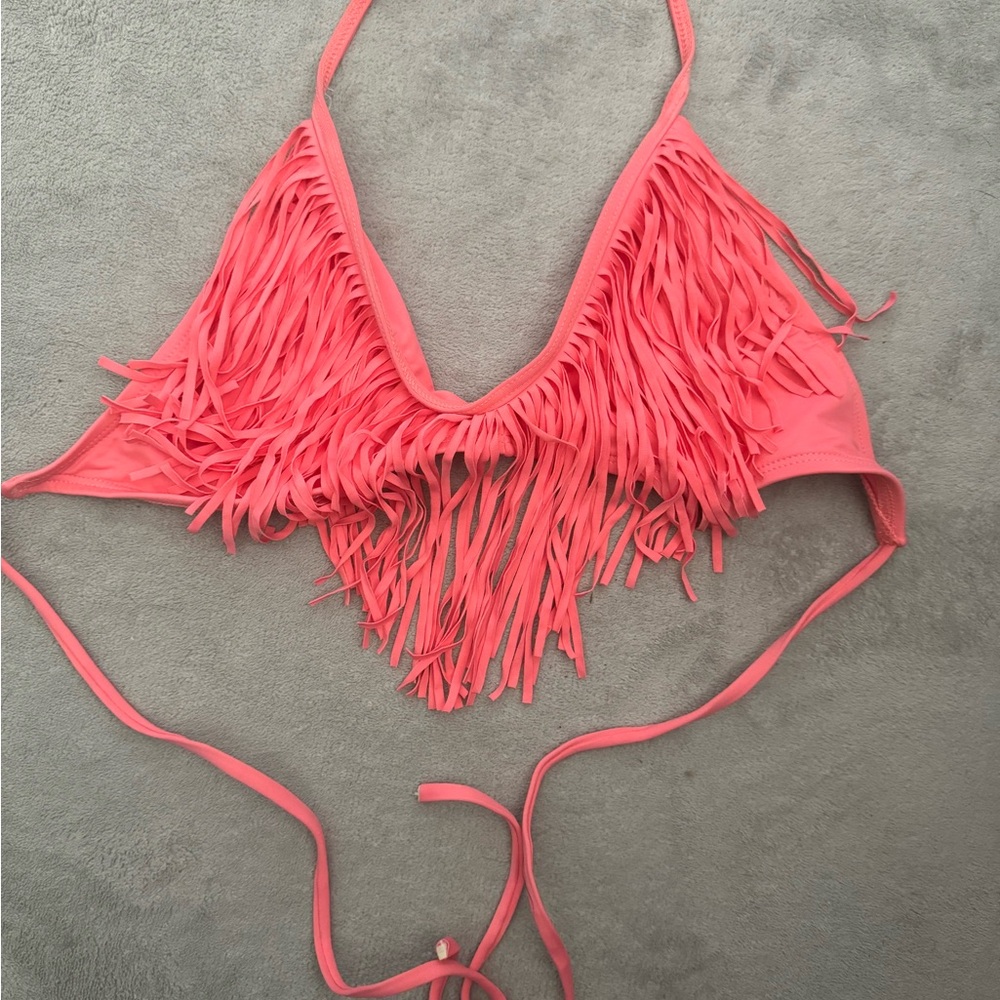 L*Space Fringe Bikini Top in Pink